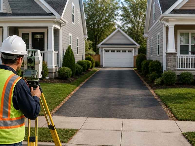 Mortgage survey of a shared residential driveway between neighboring homes in Dayton, Ohio.